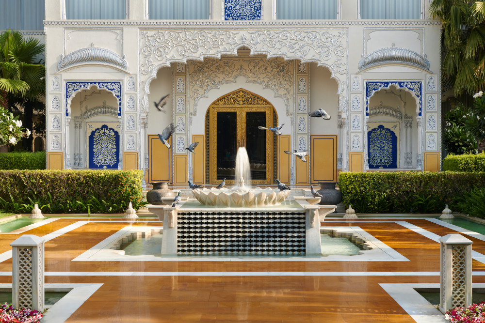 The Leela Palace Jaipur fountain courtyard
