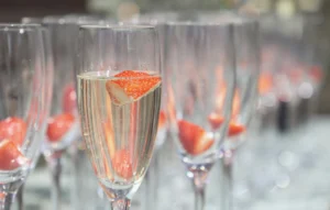 Outdoor business event champagne